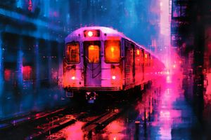 Imagini: Tren in stilul abstract albastru metalic (hi-res)