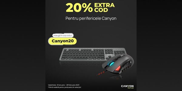 Oferta Extrareducere 20% EXTRA COD pentru perifericele Canyon la evoMAG.ro